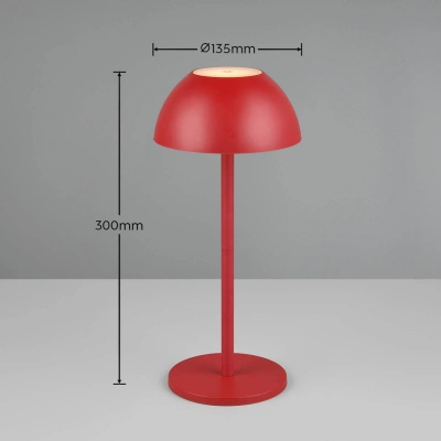 Reality Leuchten Stolní lampa Ricardo LED s dobíjením, červená, výška 30 cm, plastová