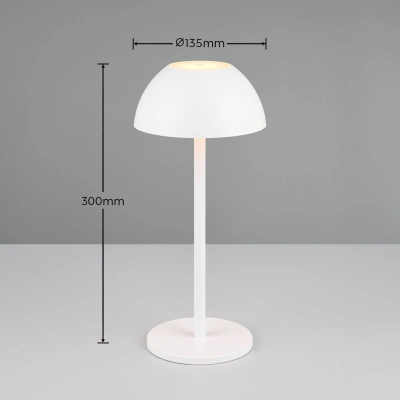 Reality Leuchten Stolní lampa Ricardo LED s dobíjením, bílá, výška 30 cm, plastová