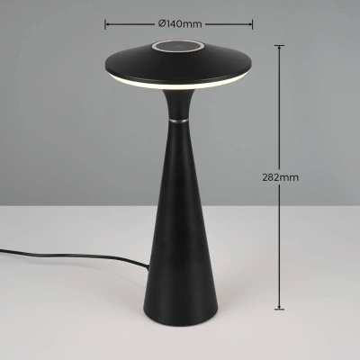 Reality Leuchten Nabíjecí stolní lampa Torrez LED, černá, výška 28,5 cm, CCT