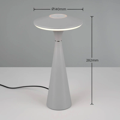 Reality Leuchten Nabíjecí stolní lampa Torrez LED, šedá, výška 28,5 cm, CCT