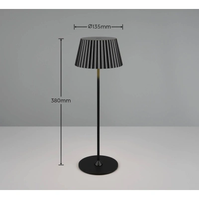 Reality Leuchten Stolní lampa Suarez LED s dobíjením, černá, výška 39 cm, kovová