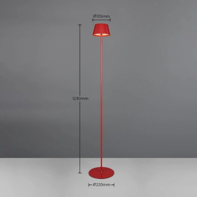 Reality Leuchten Nabíjecí stojací lampa Suarez LED, červená, výška 123 cm, kovová