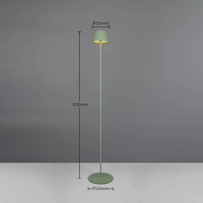 Reality Leuchten Nabíjecí stojací lampa Suarez LED, zelená, výška 123 cm, kovová