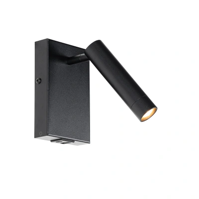 Moderní nástěnné svítidlo černé s nastavitelným USB - Croft